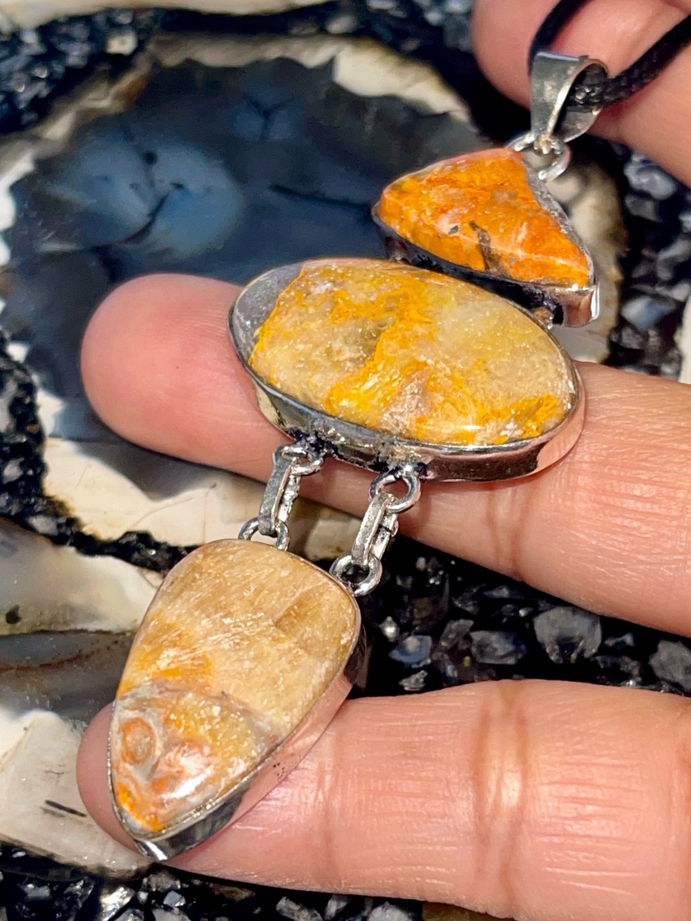 Indonesian Bumblebee Jasper Crystal Pendant 3 1/4”
